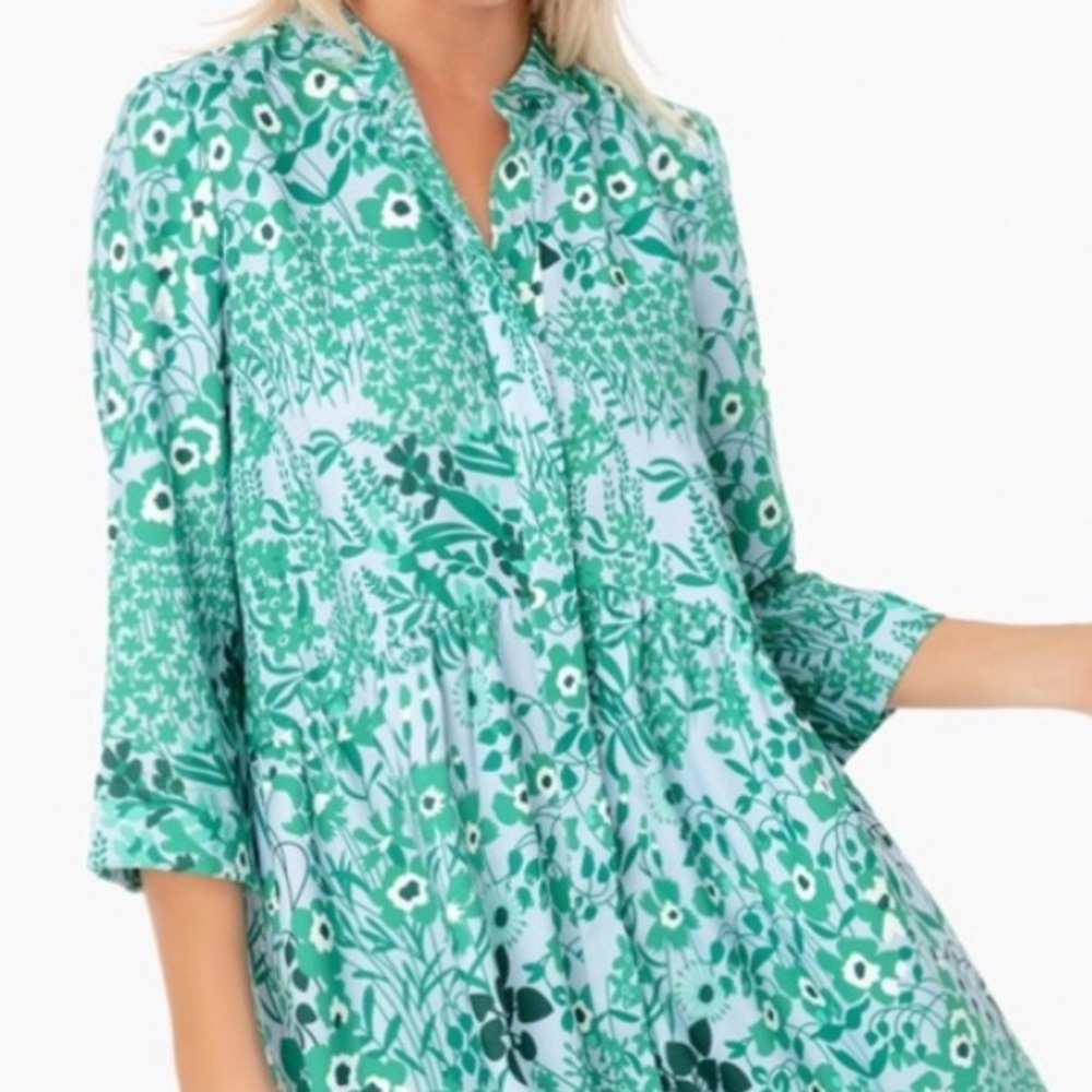Tuckernuck Green Wildflower Royal Shirt Dress